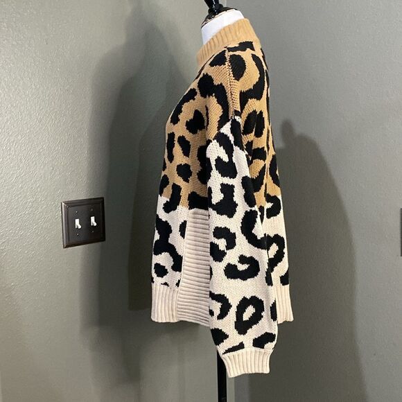 Nine West leopard Print Knit Sweater Tunic Turtleneck - Picture 10 of 14